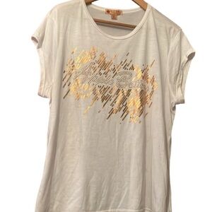 Vintage Y2K APPLE BOTTOM Sparky T-Shirt Sz 2x Cream Gold Sparky